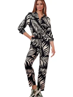 Jumpsuit zwart/beige