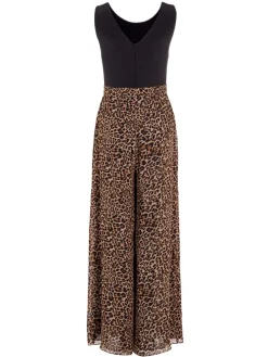 Jumpsuit zwart/beige/bruin