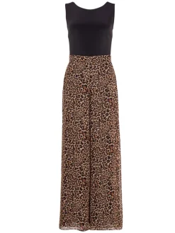 Jumpsuit zwart/beige/bruin