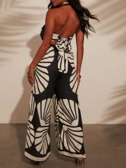 Jumpsuit zwart/crème