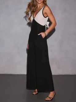 Jumpsuit zwart/crème