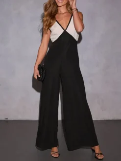 Jumpsuit zwart/crème