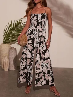 Jumpsuit zwart/crème