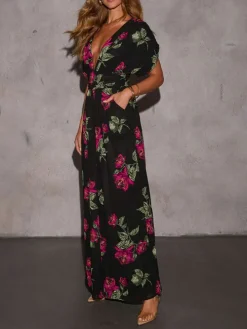 Jumpsuit zwart/roze