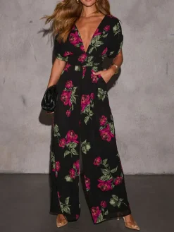 Jumpsuit zwart/roze