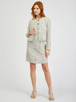 Jurk beige/zwart/wit
