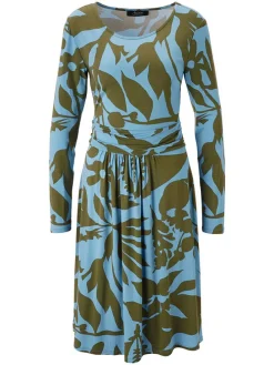 Jurk blauw/olijfgroen