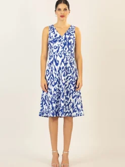 Jurk blauw/wit