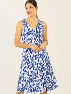 Jurk blauw/wit