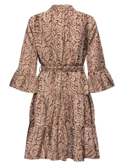 Jurk bordeaux/beige