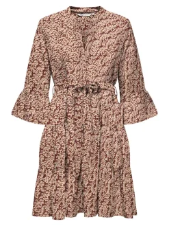 Jurk bordeaux/beige