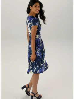 Jurk donkerblauw/wit