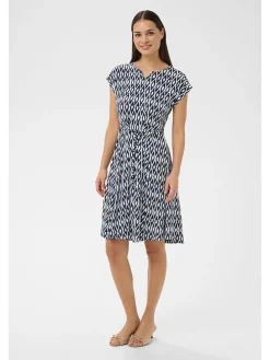 Jurk donkerblauw/wit