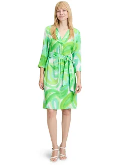 Jurk groen/wit