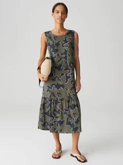 Jurk kaki/donkerblauw