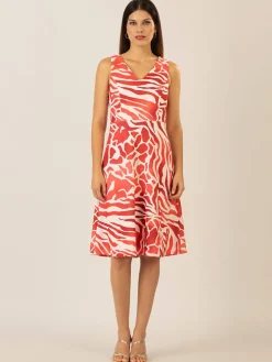 Jurk koraalrood/wit