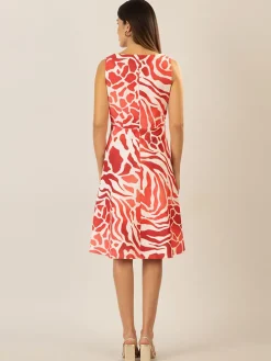 Jurk koraalrood/wit