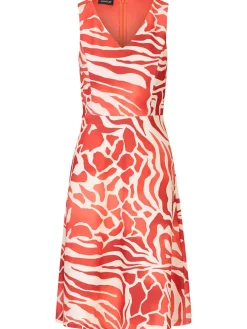 Jurk koraalrood/wit