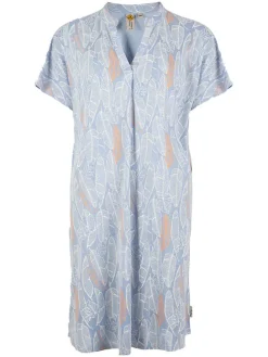 Jurk lichtblauw/wit/oranje