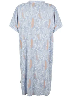 Jurk lichtblauw/wit/oranje