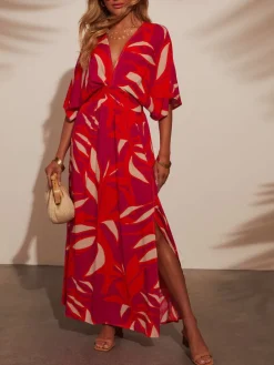 Jurk roze/rood/beige