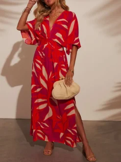 Jurk roze/rood/beige