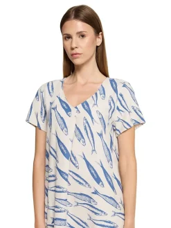 Jurk wit/blauw