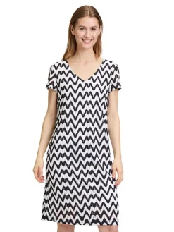 Jurk wit/donkerblauw