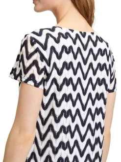Jurk wit/donkerblauw