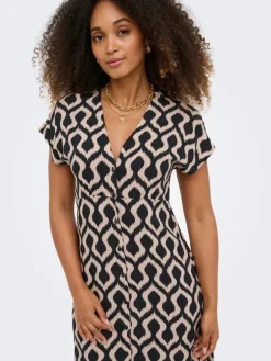 Jurk zwart/beige