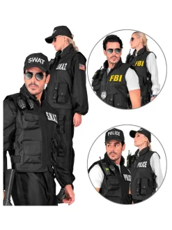 Kostuumgilet "SWAT | FBI | POLICE" zwart
