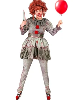 Kostuum "KILLER CLOWN" grijs