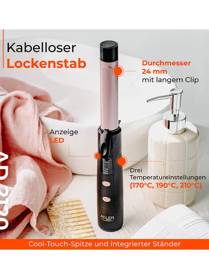 Krultang "AD 2120" lichtroze/zwart