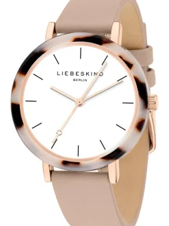 Kwartshorloge beige/roségoudkleurig/wit