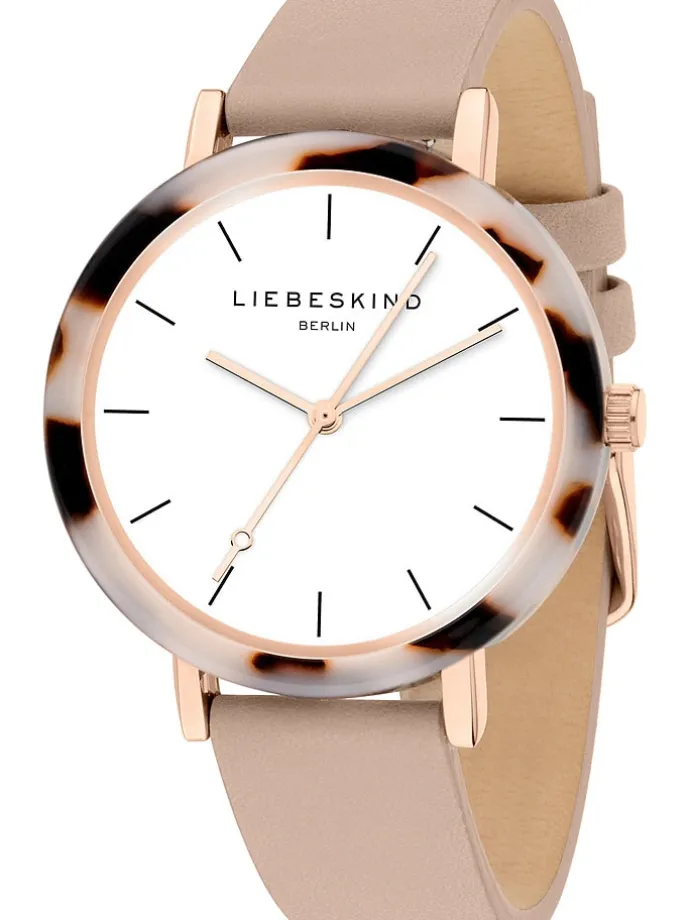 Kwartshorloge beige/roségoudkleurig/wit