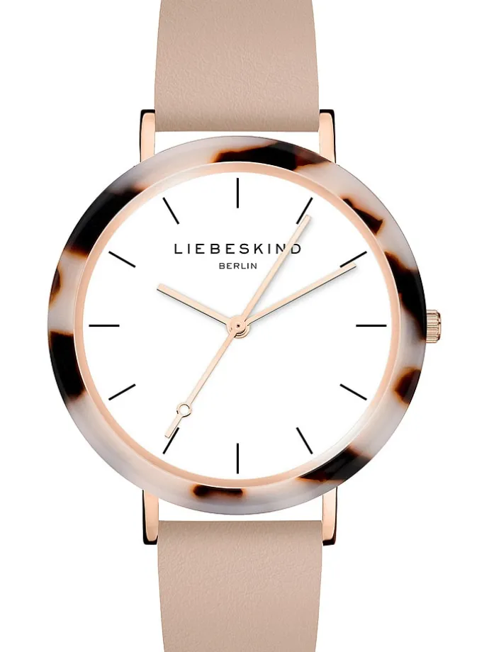 Kwartshorloge beige/roségoudkleurig/wit