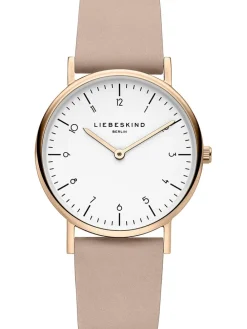 Kwartshorloge lichtroze/roségoudkleurig/wit