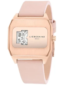 Kwartshorloge roségoudkleurig/lichtroze