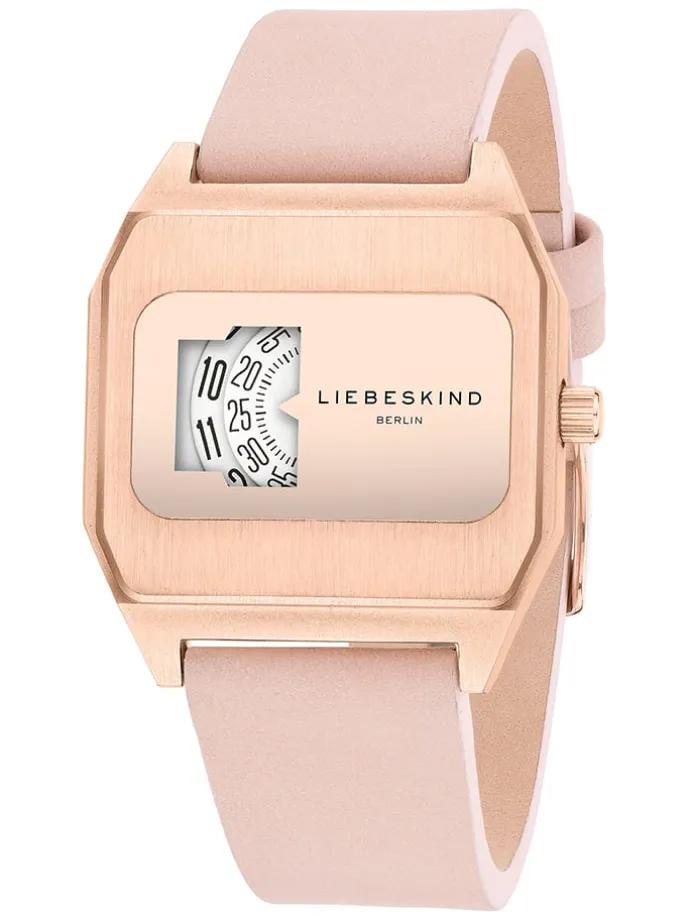 Kwartshorloge roségoudkleurig/lichtroze