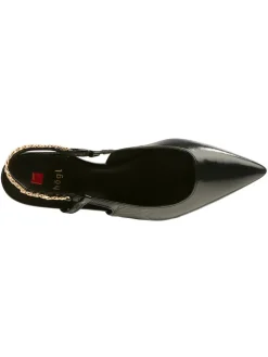 Leder-Slingallerinas zwart