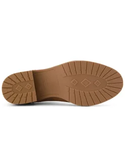 Leder-Stiefletten lichtbruin