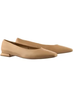 Leren ballerina's beige