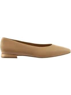 Leren ballerina's beige