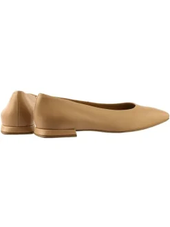 Leren ballerina's beige