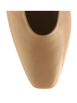Leren ballerina's beige