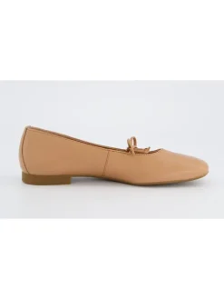 Leren ballerina's beige