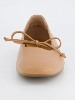 Leren ballerina's beige