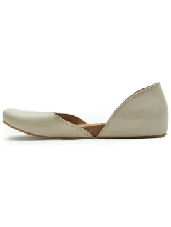 Leren ballerina's beige