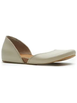 Leren ballerina's beige