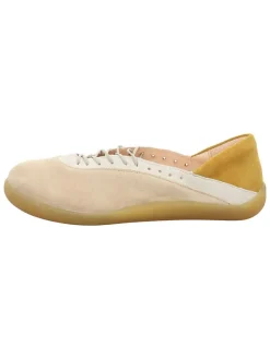 Leren ballerina's beige